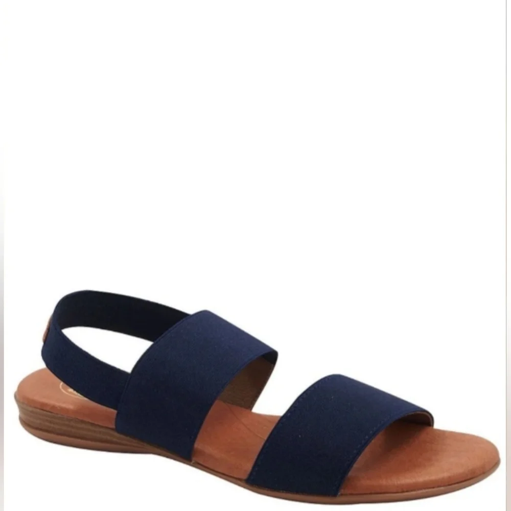 Andre Assous (Size 10) Navy Nigella Elastic Sling Back Open Toe Leather Sandals